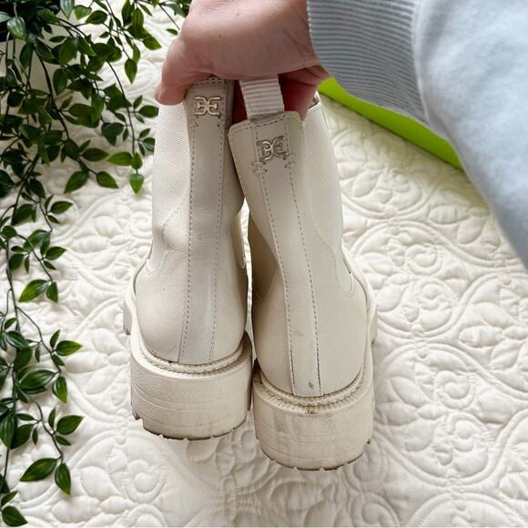 Sam Edelman Laguna Ivory Leather Boots Sz 8 - Picture 3 of 8